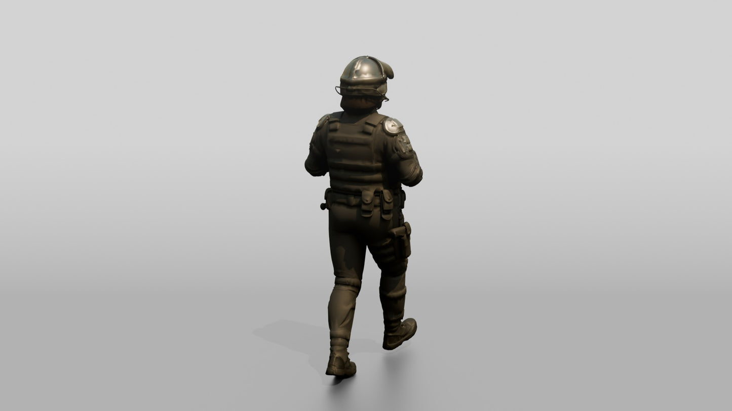 Riot Police Officers Walking on Patrol