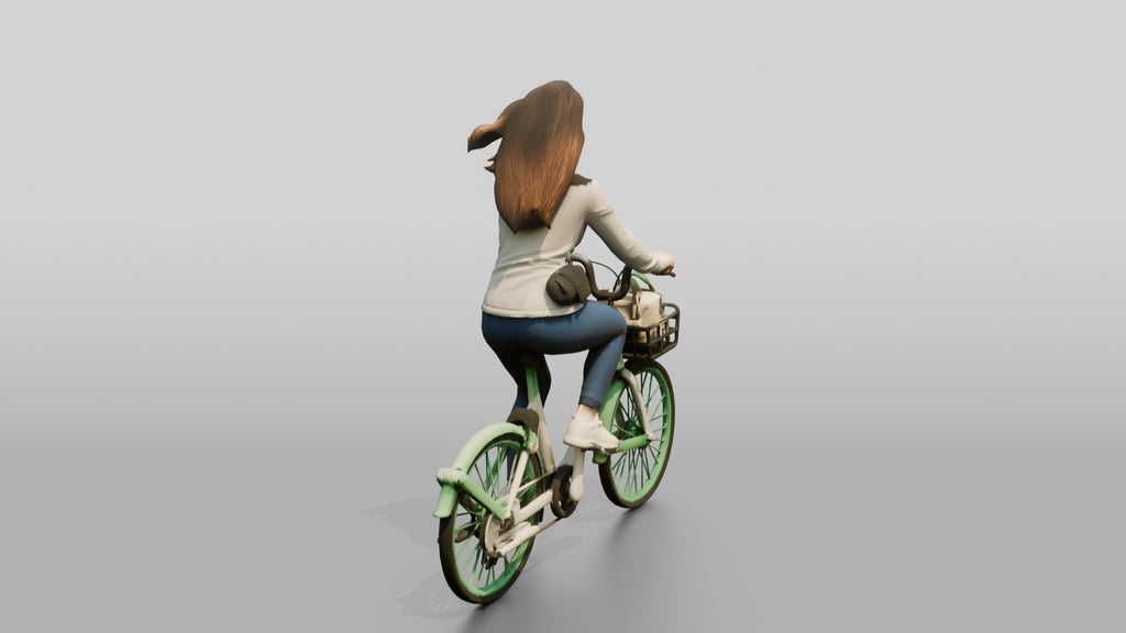 Chinese Woman Riding a Bicycle