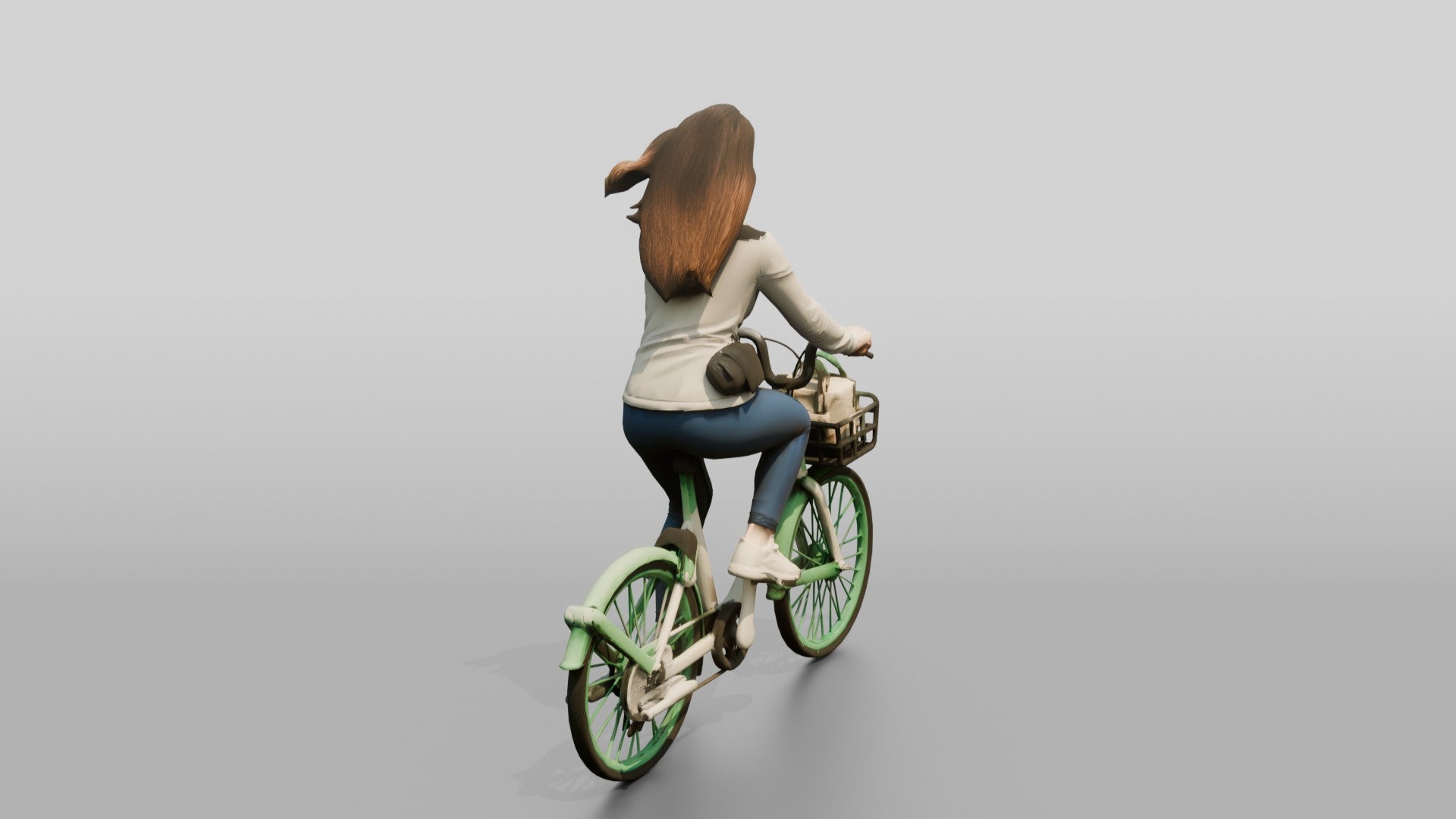Chinese Woman Riding a Bicycle