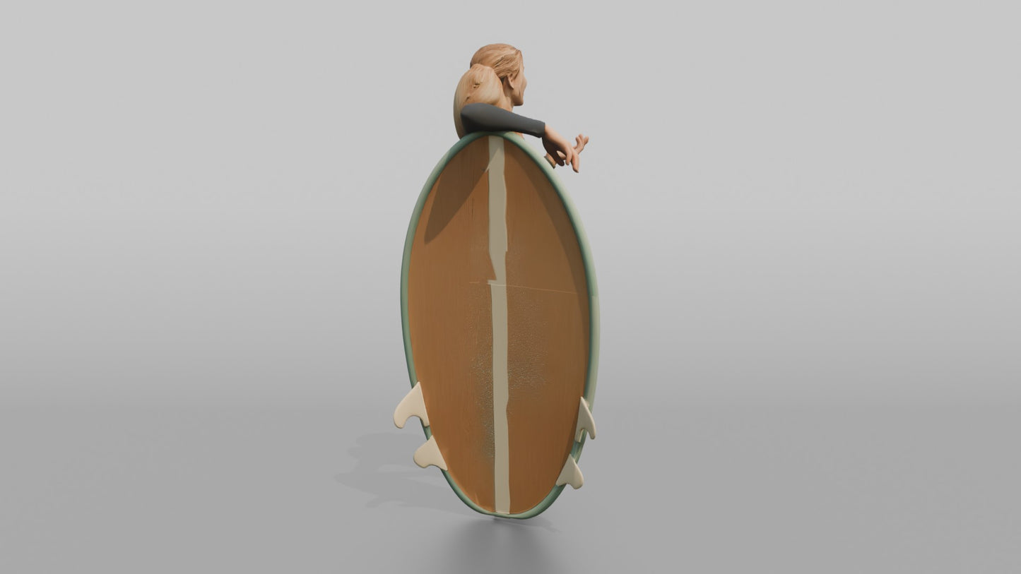Surfer Leaning on Her Surfboard
