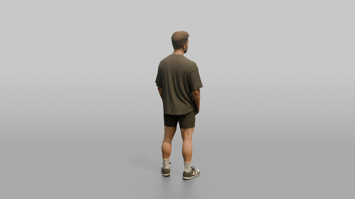 Fitness Influencer Man Standing At A Slight Angle, Confident Posture - 3D character model, view 3