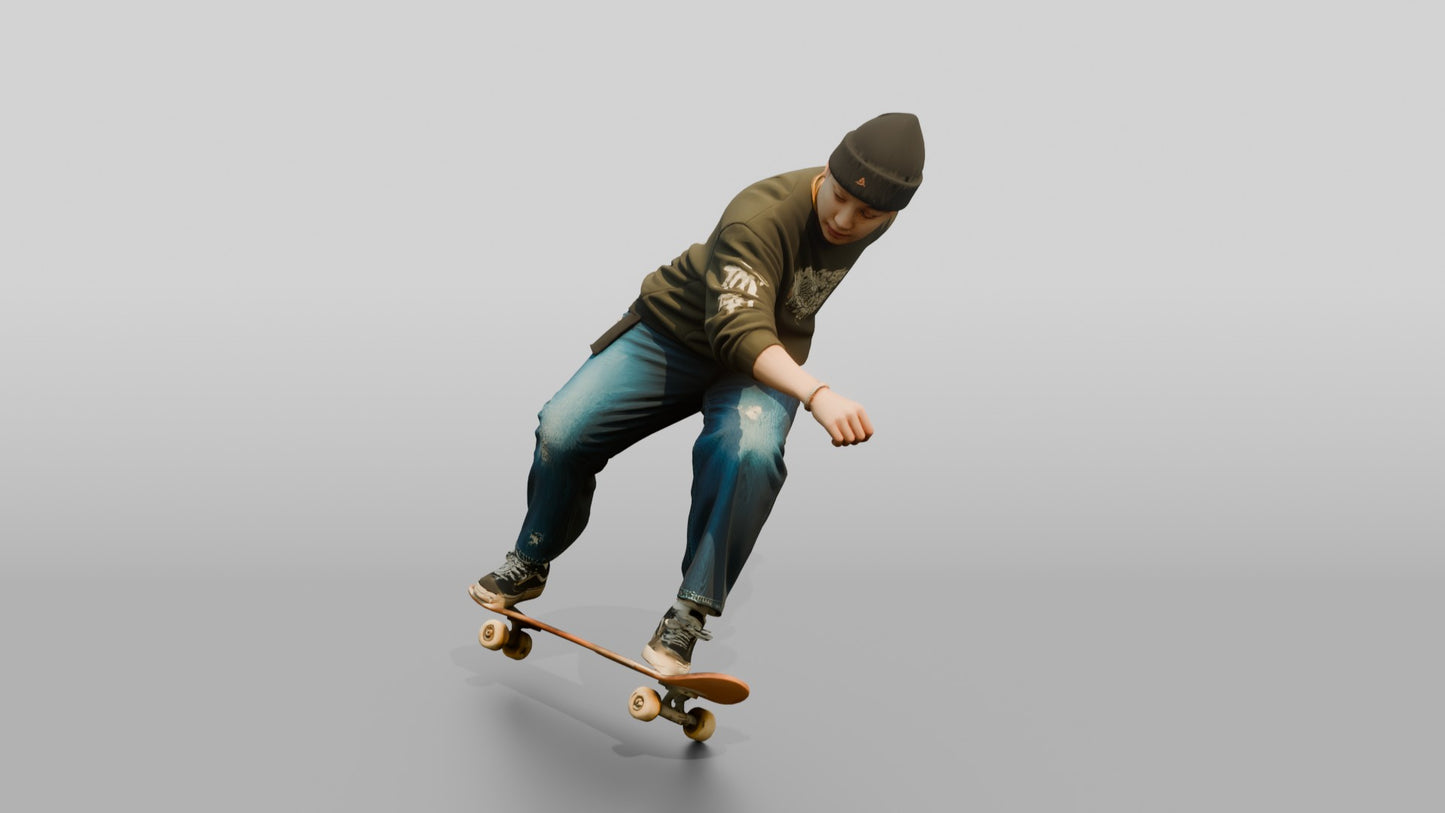 Skateboarder Woman Mid-Trick