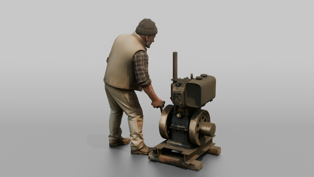 Farmer Starting Older Utility Engine
