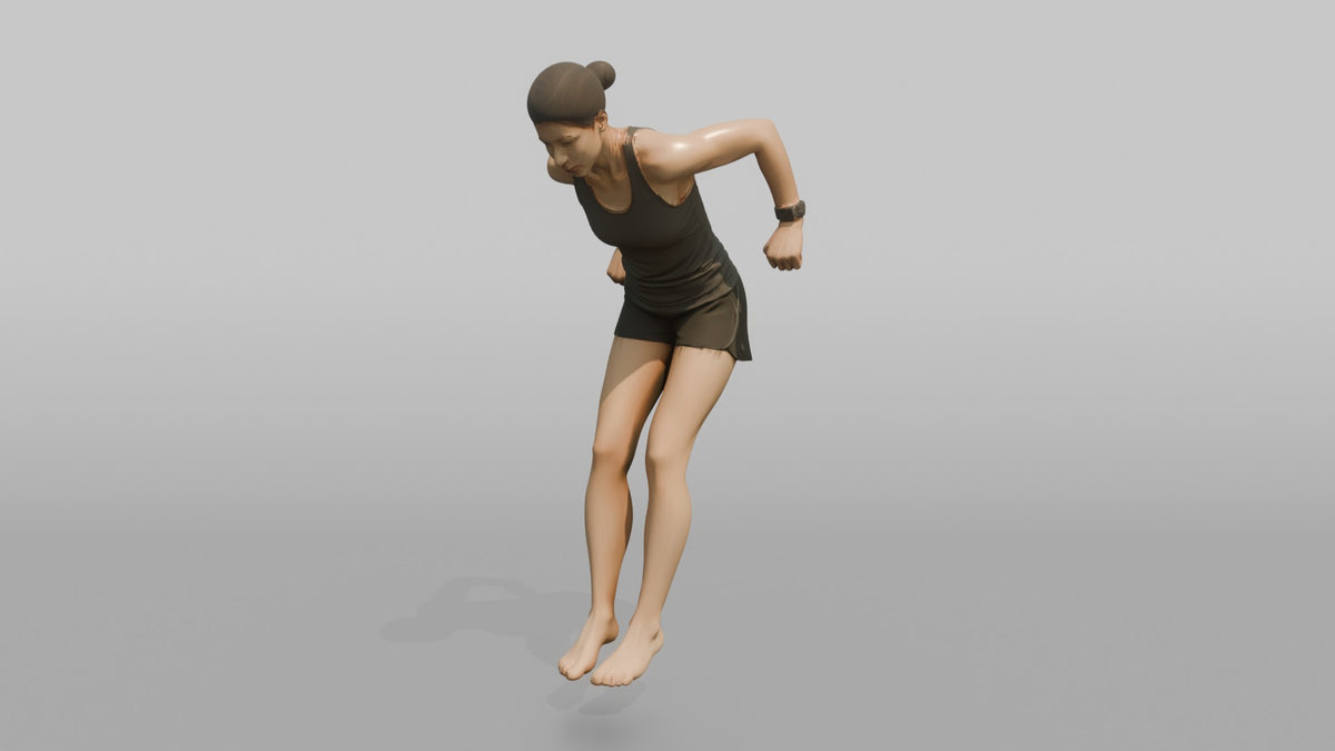 Bodyweight Athlete Woman Mid-rep Of A Tricep Dip - 3D character model, view 5