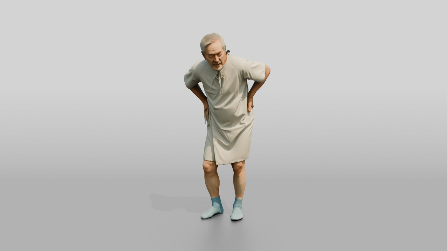 Elderly Man Patient Bent Over in Back Pain