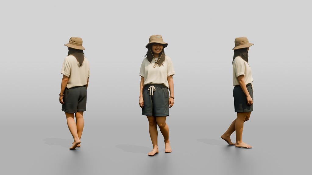 Woman Shifting Stance in Beach Pose