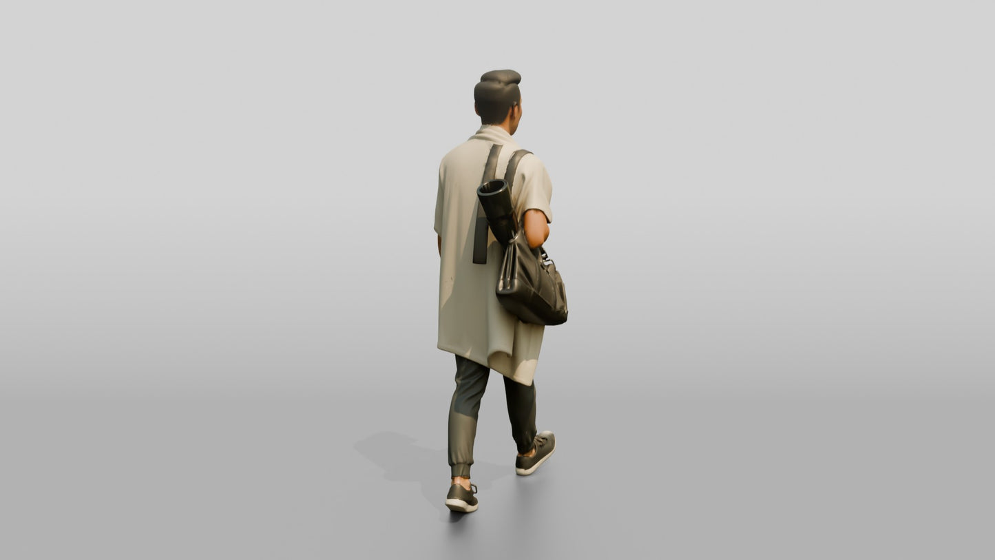 Walking Man in Linen Wrap