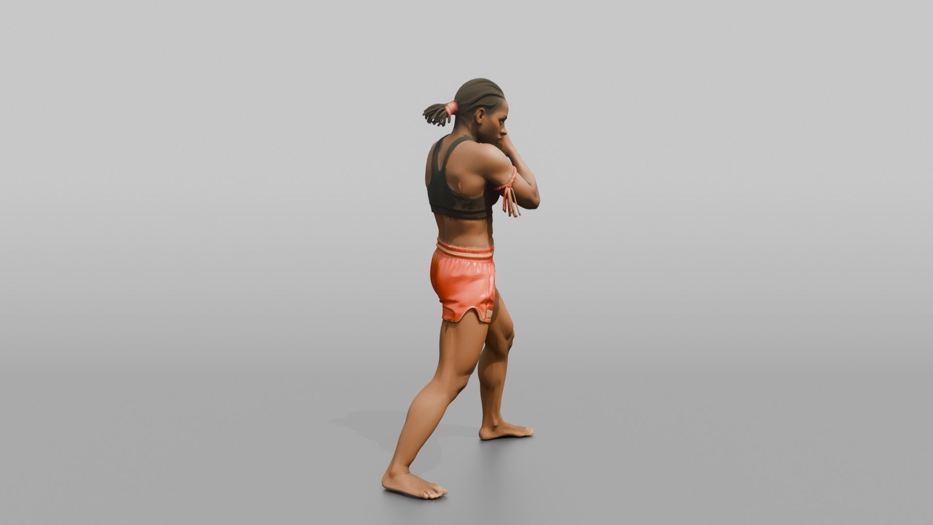 Muay Thai Fighter Sharp Elbow Strike While Driving Forward