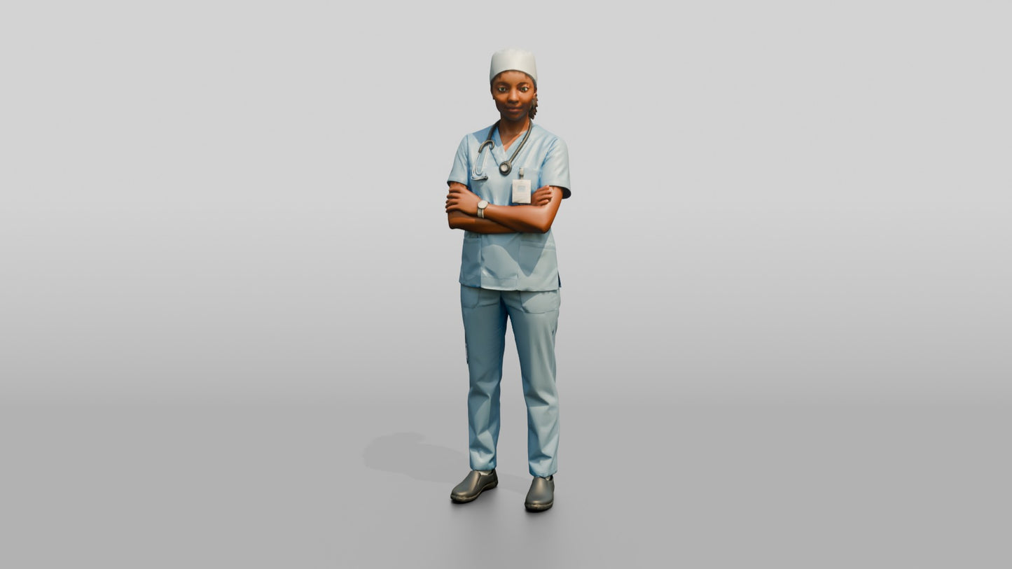 Young Black Woman Doctor with Arms Crossed