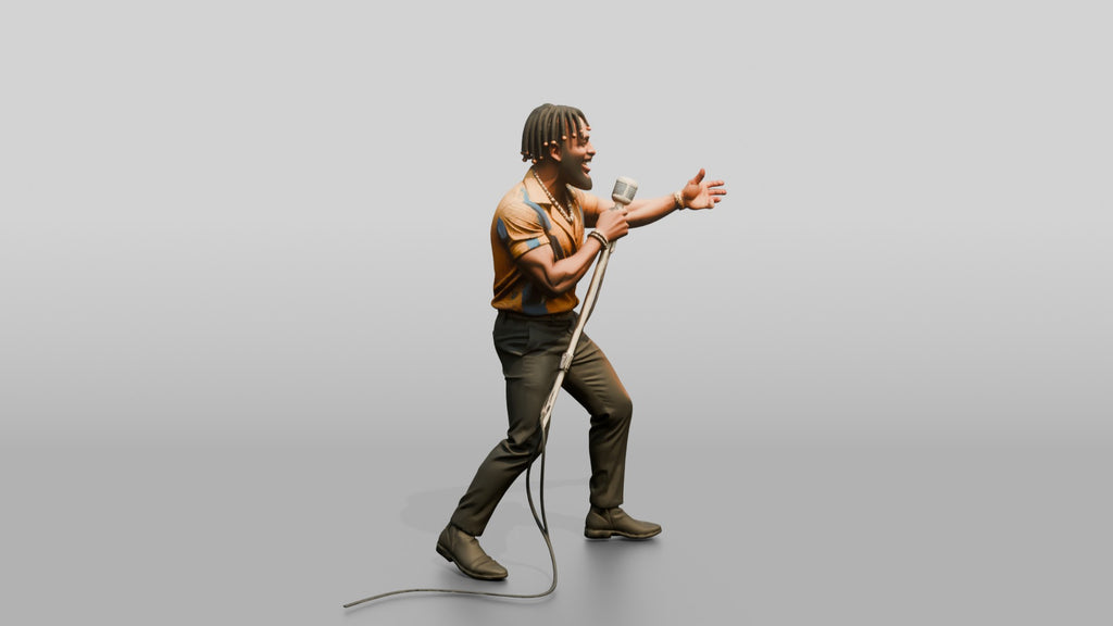 Afrobeat Singer with Retro Microphone