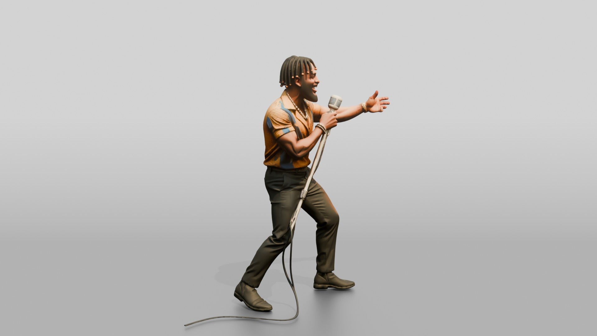 Afrobeat Singer with Retro Microphone