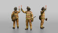 Firefighter Man Signaling Down the Line with a Illuminated Baton