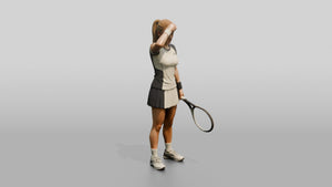 Female Tennis Player Wiping Sweat Between Points - 3D character model, view 1