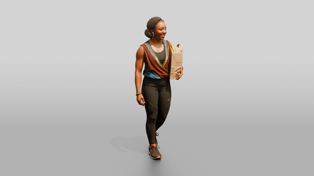 Athletic African Woman Carrying Groceries
