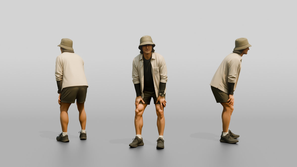 Man Stretching With Hands on Thighs - 3D character model