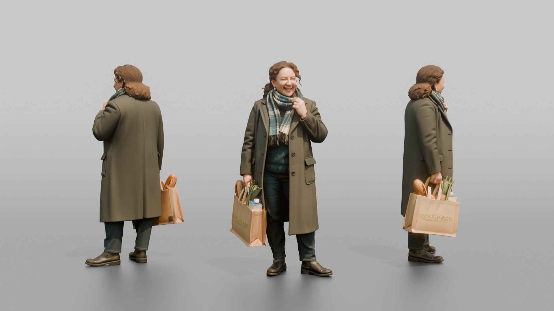 British Woman Laughing While Adjusting Her Scarf