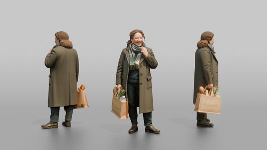 British Woman Laughing While Adjusting Her Scarf
