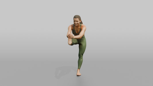 Fitness Influencer Woman Holding A Standing Hamstring Stretch - 3D character model
