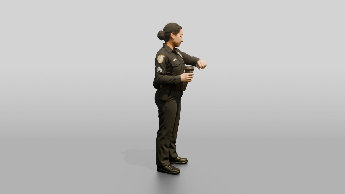 Female Police Officer Checking Her Watch