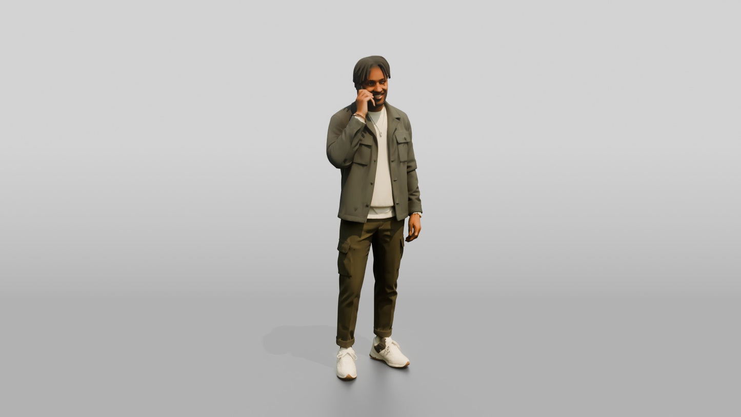 Man on the Phone in a Grey Jacket