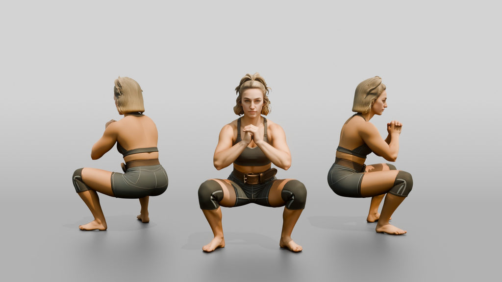 Woman in Squat with Lifting Belt
