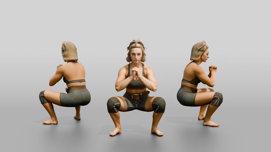 Woman in Squat with Lifting Belt - 3D character model