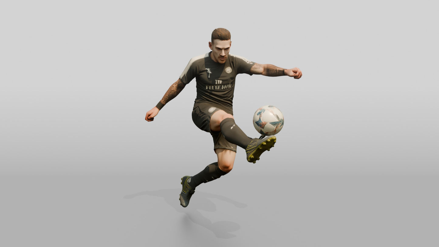 Soccer Player Spin Volley Strike