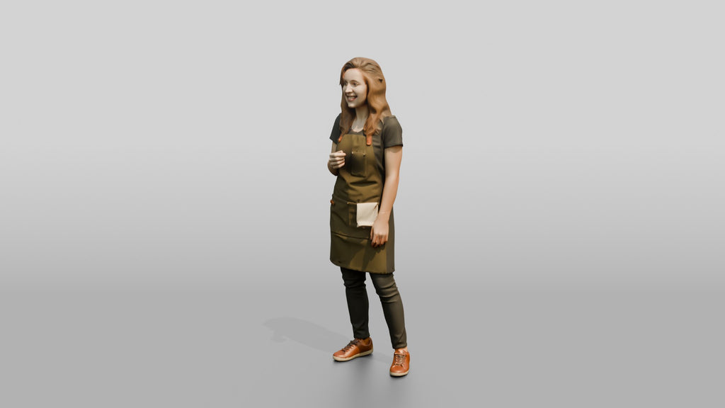 Young Woman Barista Laughing in Cafe