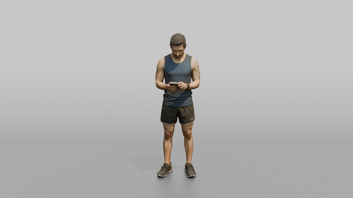 Vacationer Wearing Fitted Sleeveless Top And Shorts