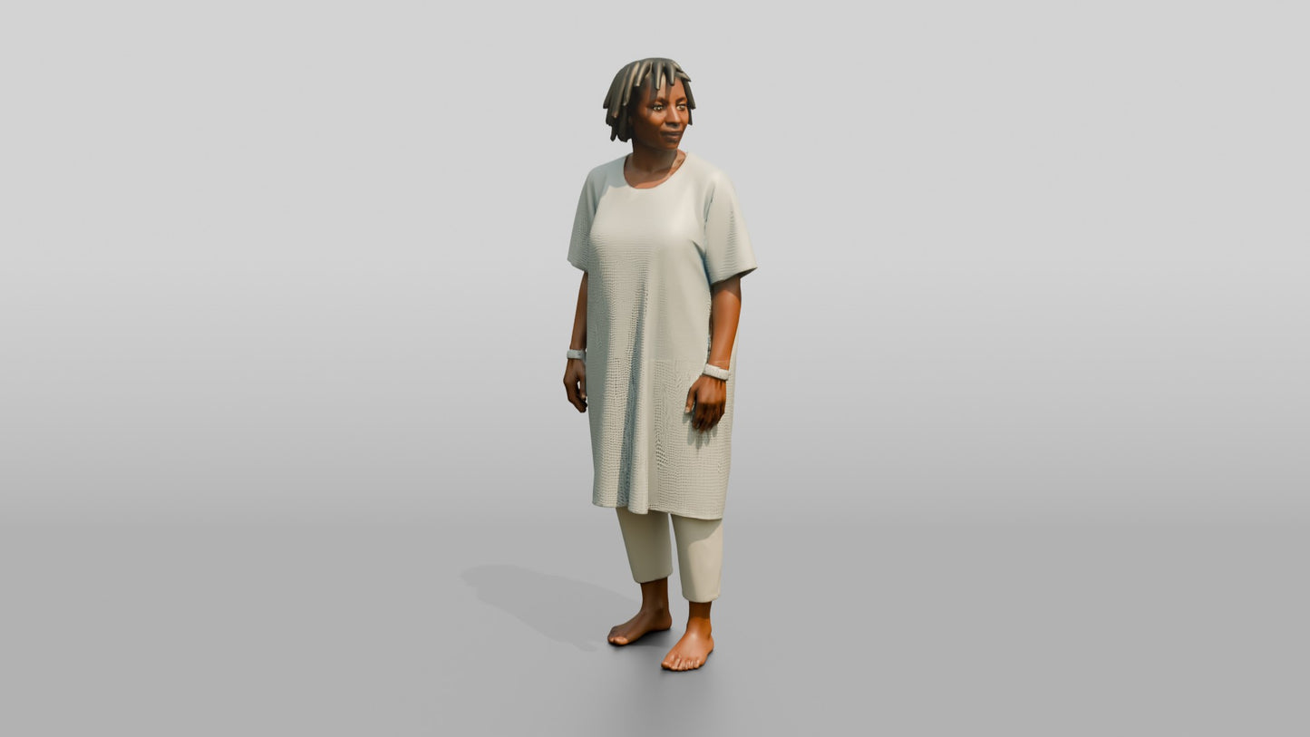 Woman Patient Standing in a Hospital Gown