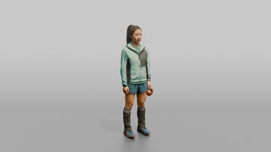 High-Altitude Runner Holding a Water Cup - 3D character model, view 1