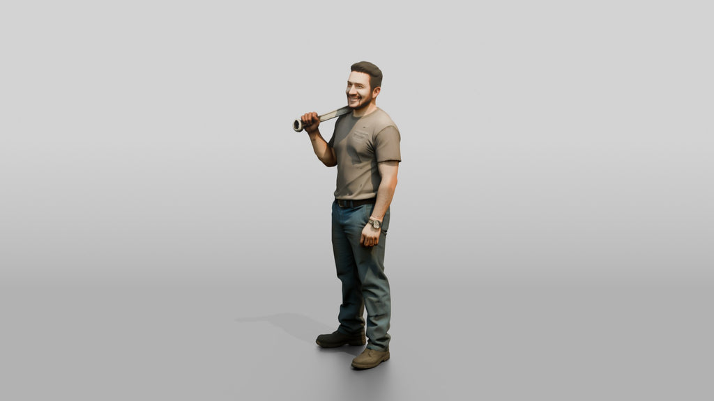 Mechanic Resting a Wrench on Shoulder