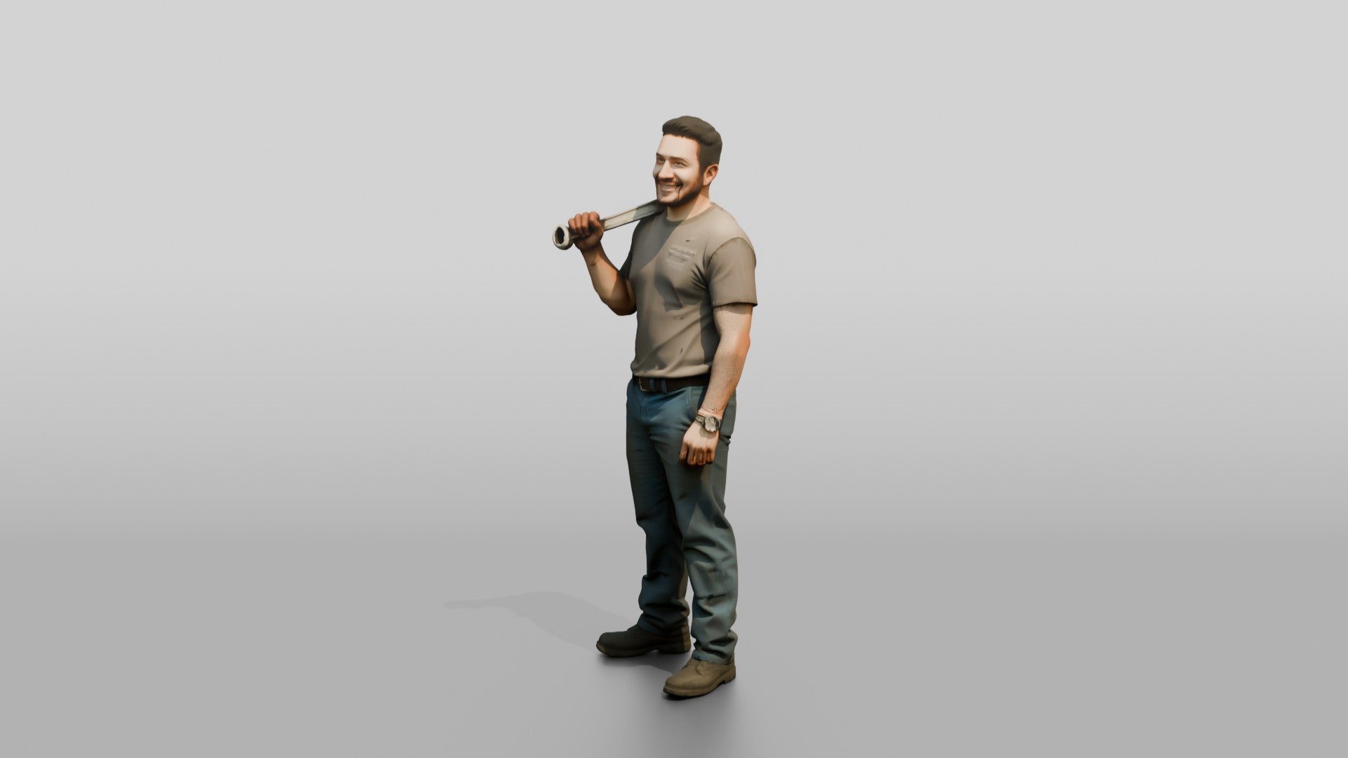 Mechanic Resting a Wrench on Shoulder