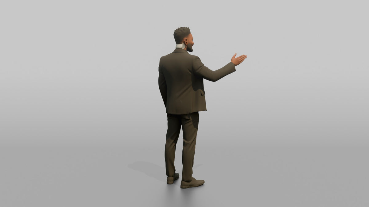 Door Staff Man Gesturing Toward A VIP Area - 3D character model, view 3