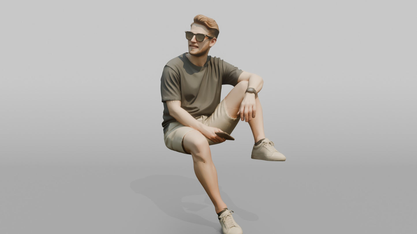 Dutch Man Sitting Relaxed in a Box-Cut T-Shirt