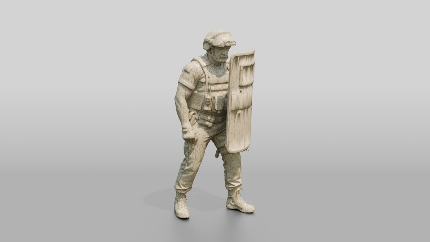 Riot Police Officer with Marked Shield