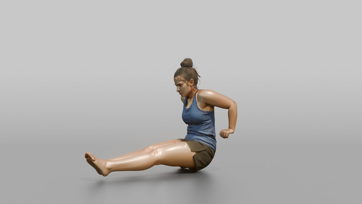 Bodyweight Athlete Woman Mid-rep Of A Tricep Dip - 3D character model