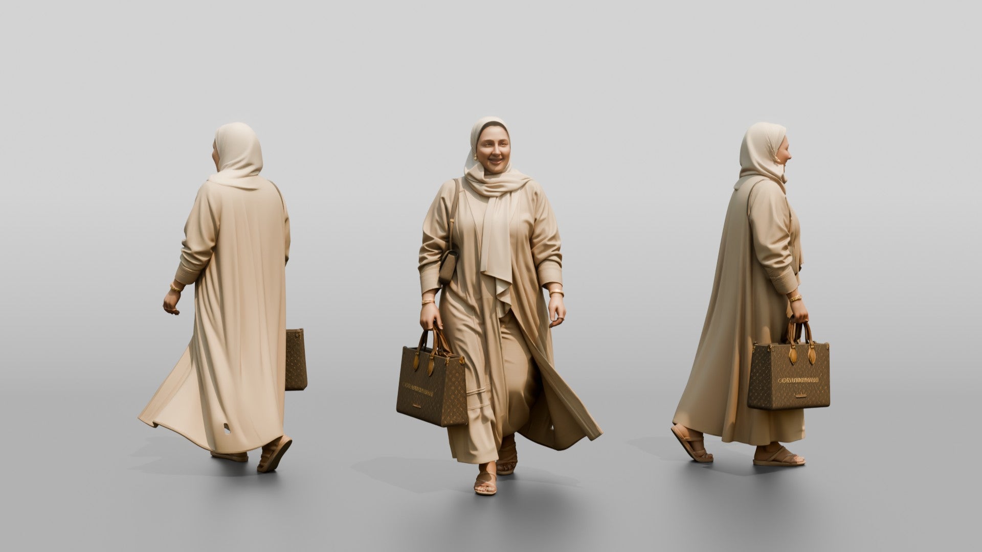 Plus-Size Young Saudi Woman in Abaya and Hijab