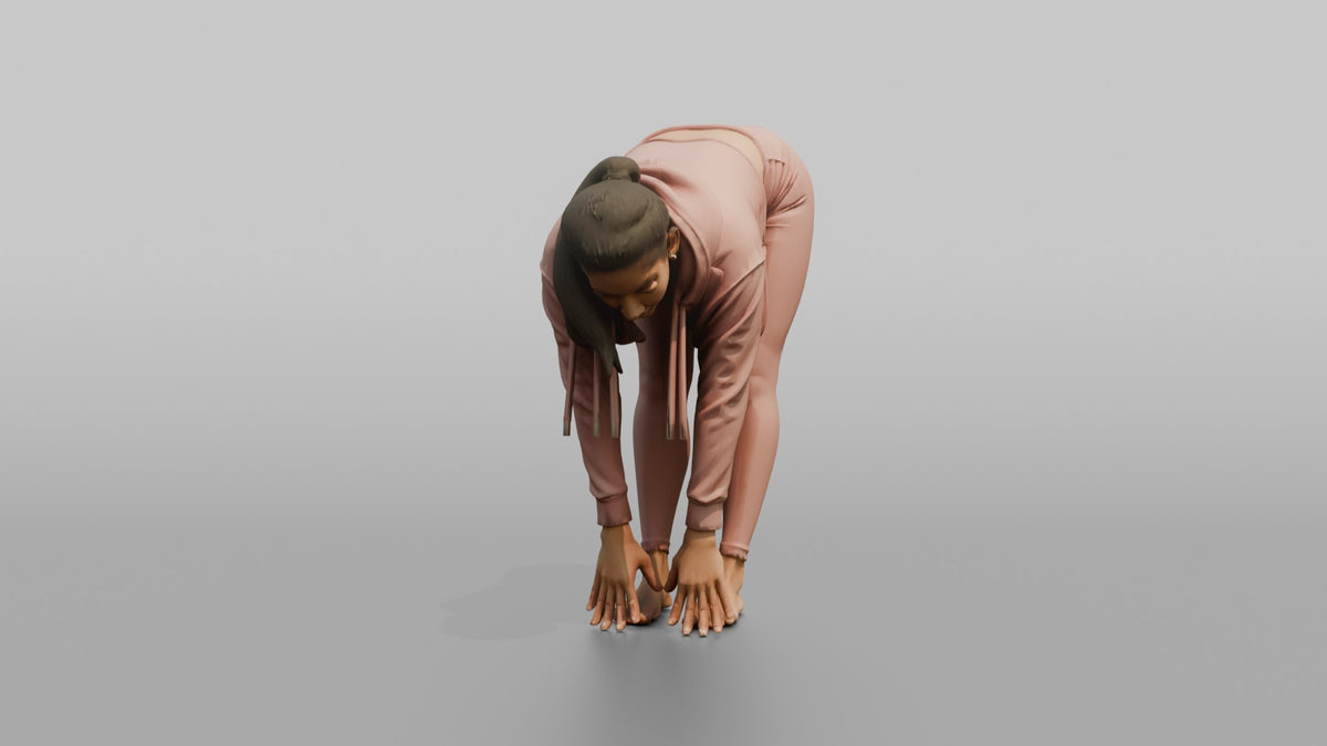 Fitness Influencer Woman Doing A Forward Fold Stretch - 3D character model
