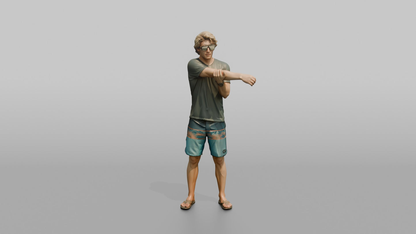 Surfer Stretching Before Heading Out