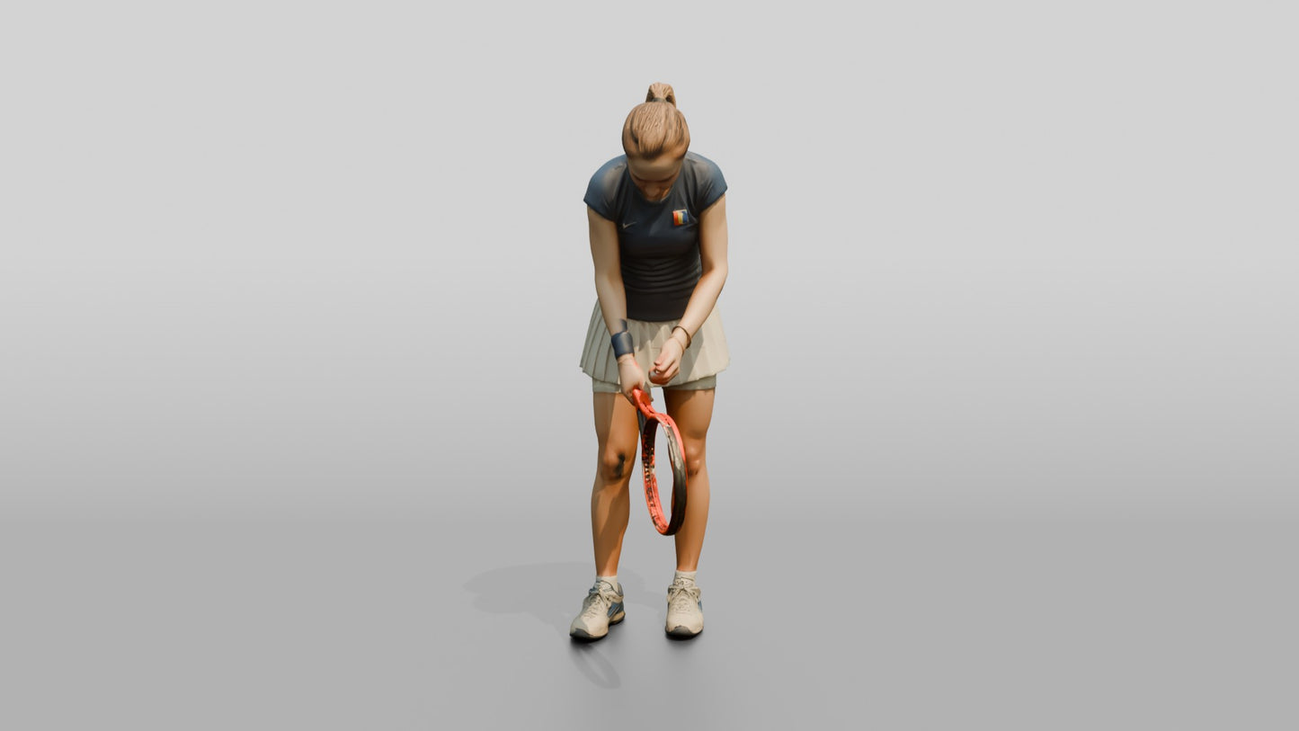 Female Tennis Player with Head Down in Defeat