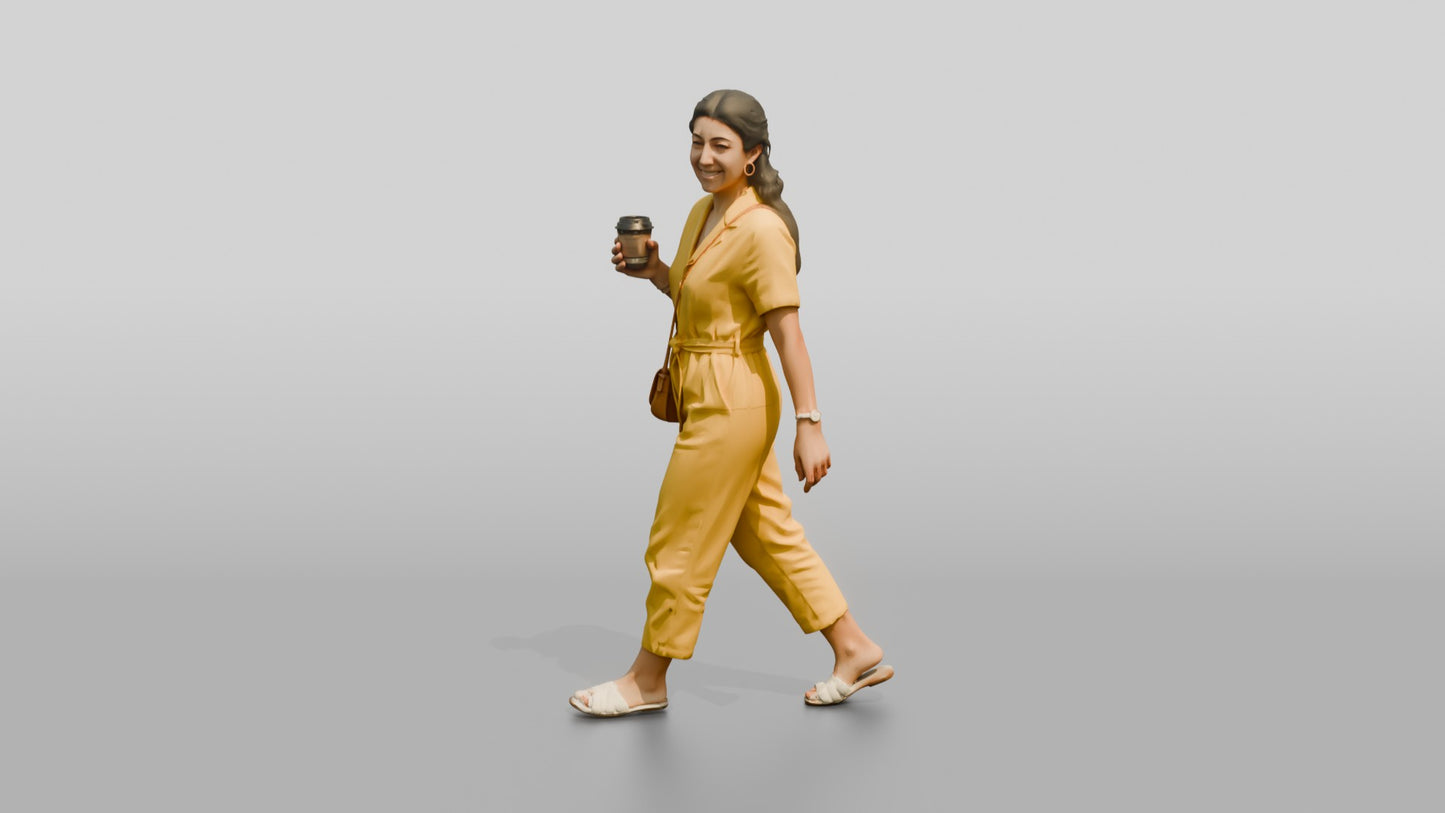 Petite Italian Woman Holding a Takeaway Coffee