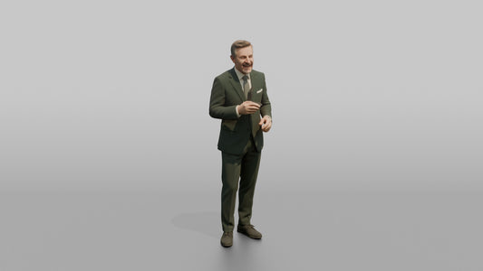 Wedding Guest Laughing with Party Sunglasses - 3D character model, view 1