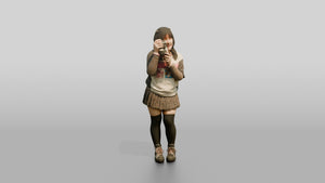 Asian Woman with Retro Camera - 3D character model, view 1