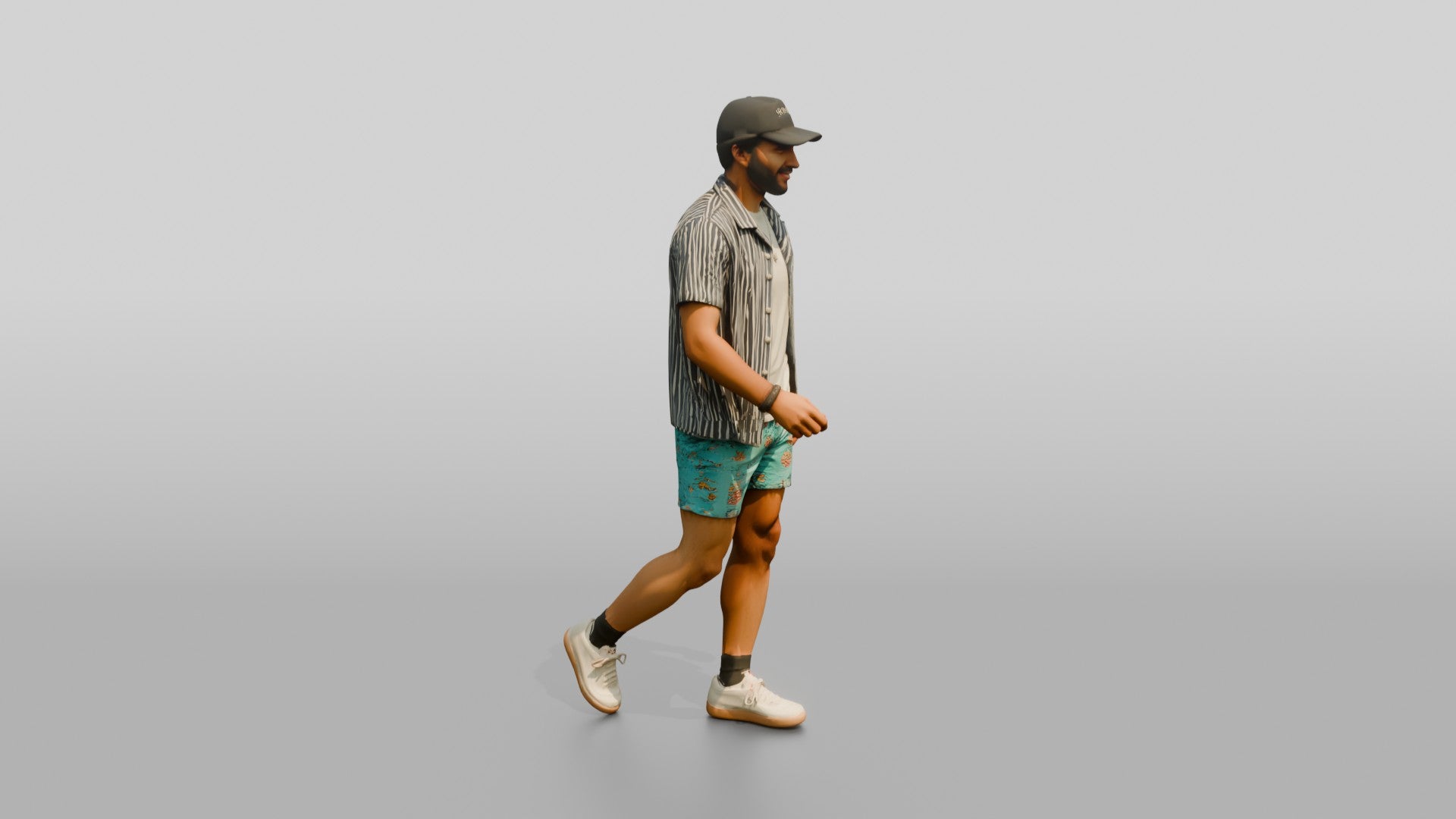 Multiracial Man Stepping Forward on the Boardwalk