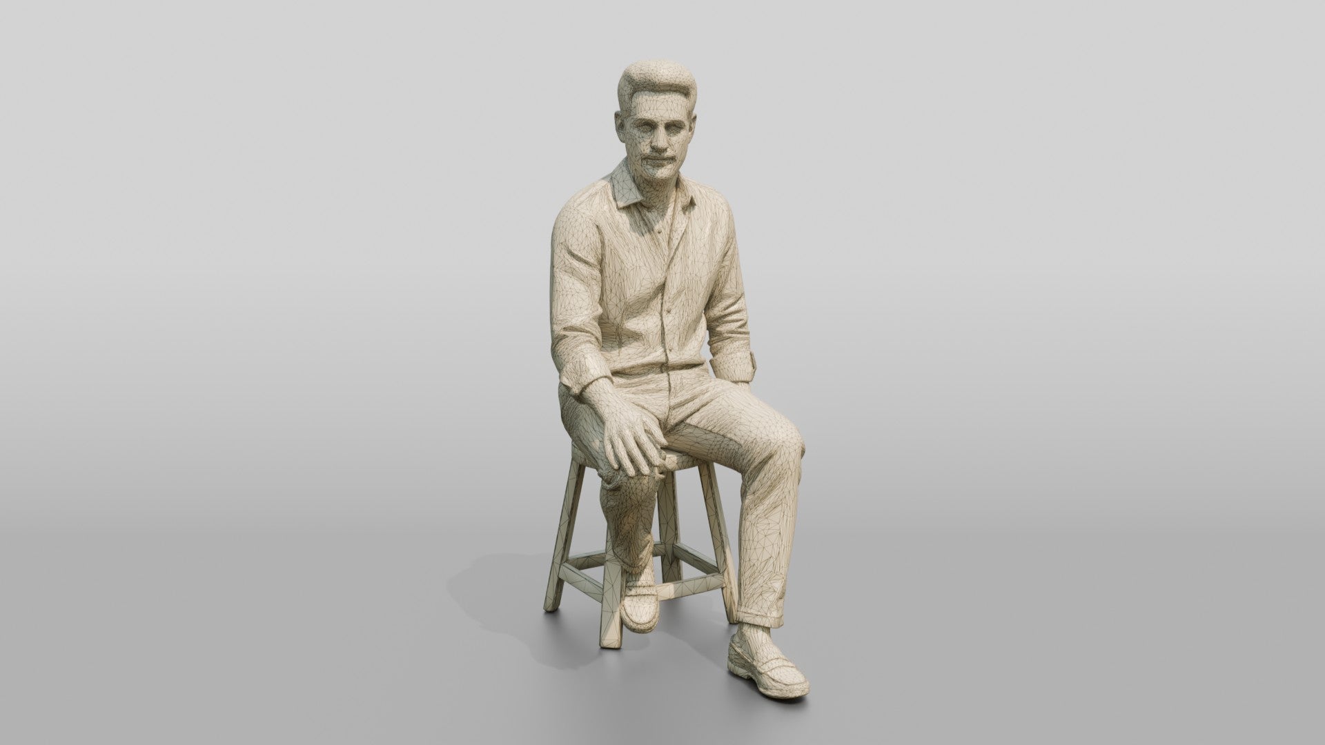 Man Relaxing on a Stool in Linen