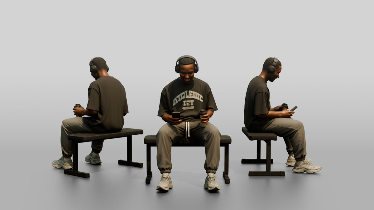 Man Sitting with Shaker and Headphones - 3D character model