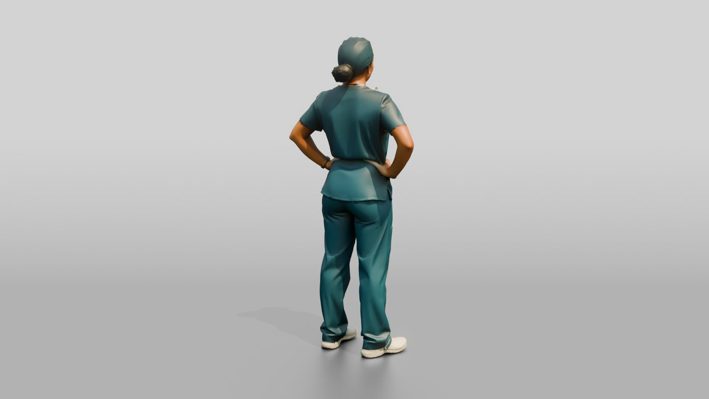 Young Hispanic Woman Doctor with Hands on Hips