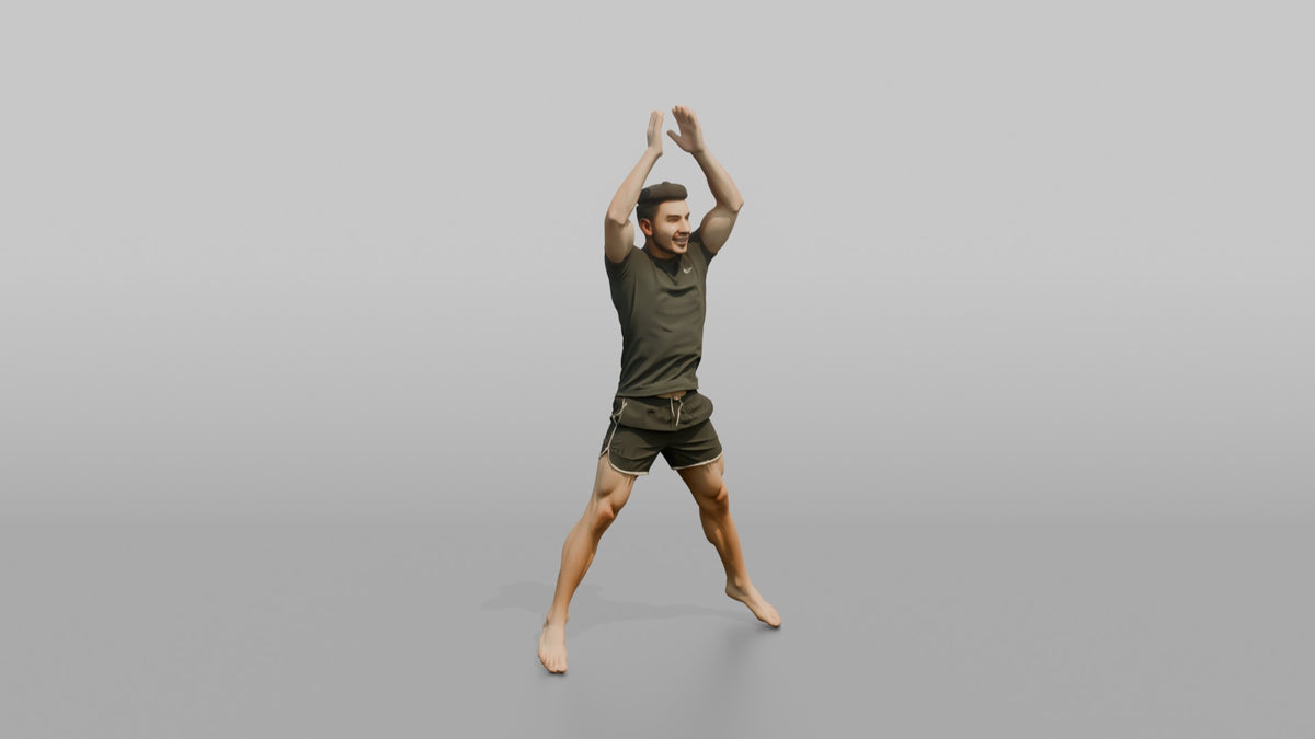 Fitness Influencer Man Mid Jumping-jack, Arms Overhead - 3D character model