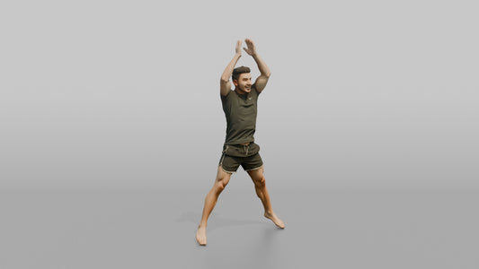 Fitness Influencer Man Mid Jumping-jack, Arms Overhead - 3D character model